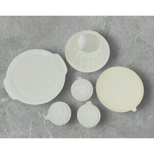 Tupperware Jello Mold Jel-N-Serv Set Heart Tulip Flower Star & Plate Dessert Vtg